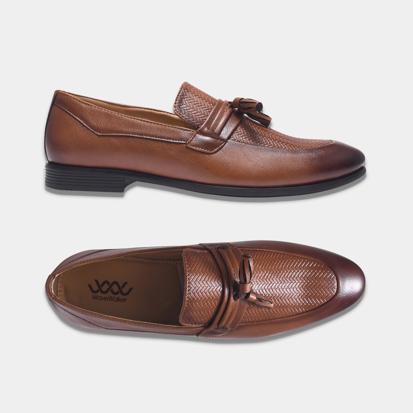 WAVEWALKER EASY Men Faux Leather Black Slip-On Loafers