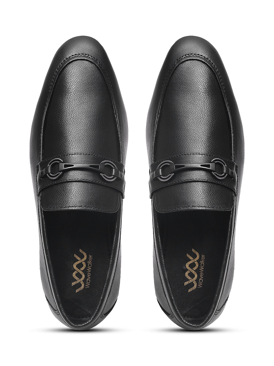 WAVEWALKER TINNY Men Black Leather Slip-On Loafers