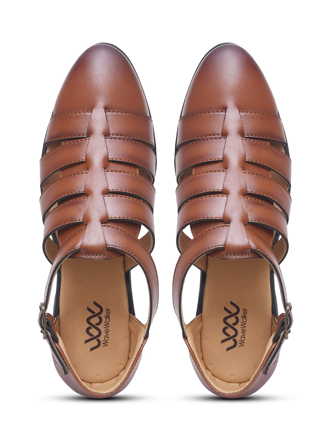 WAVEWALKER ROMAN Men Black Faux Leather Ethnic Sandal