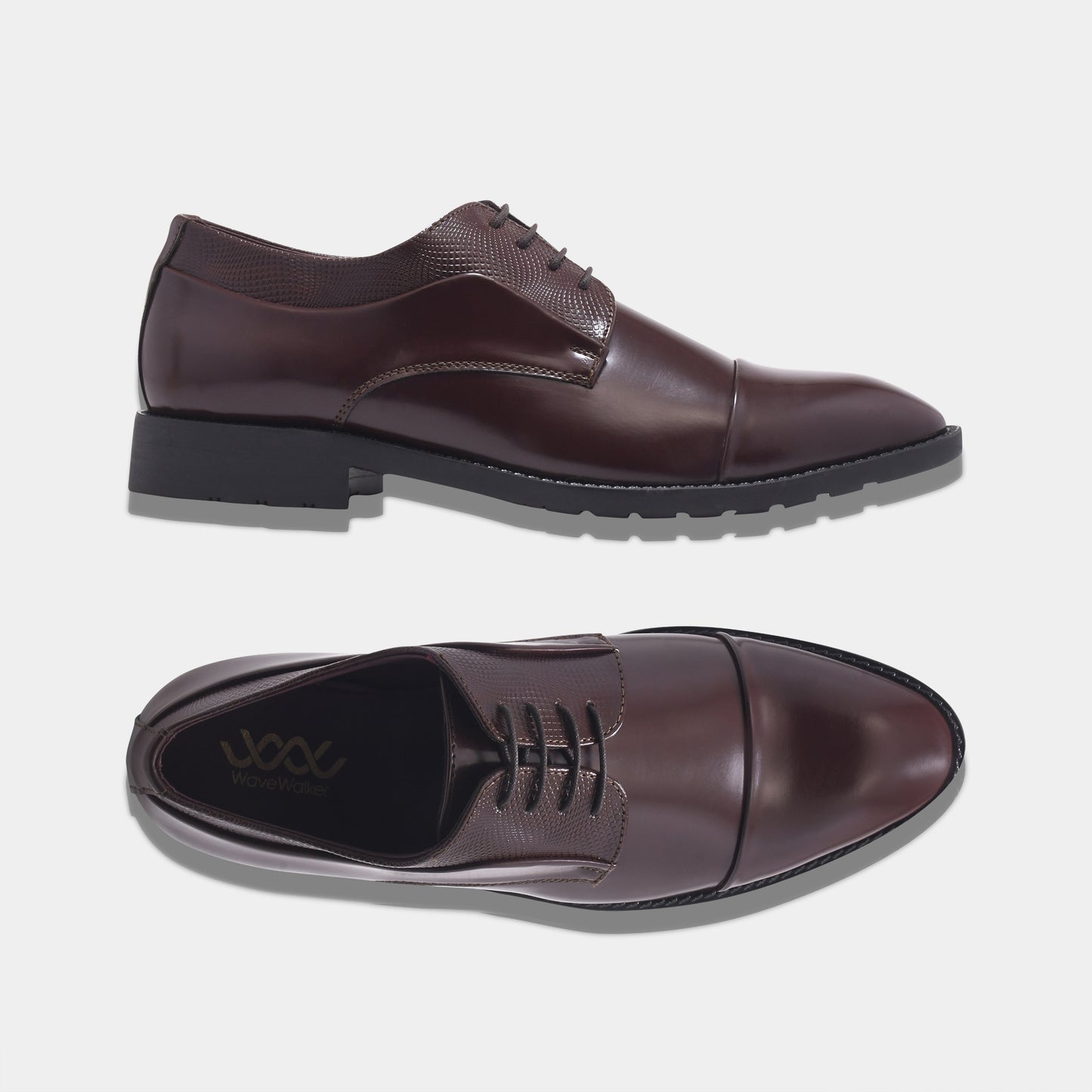 WAVEWALKER STYLE Men Faux Leather Black Oxford Lace-Ups Shoes