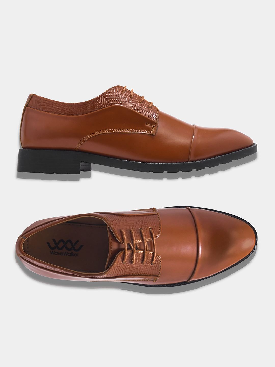 WAVEWALKER STYLE Men Faux Leather Black Oxford Lace-Ups Shoes