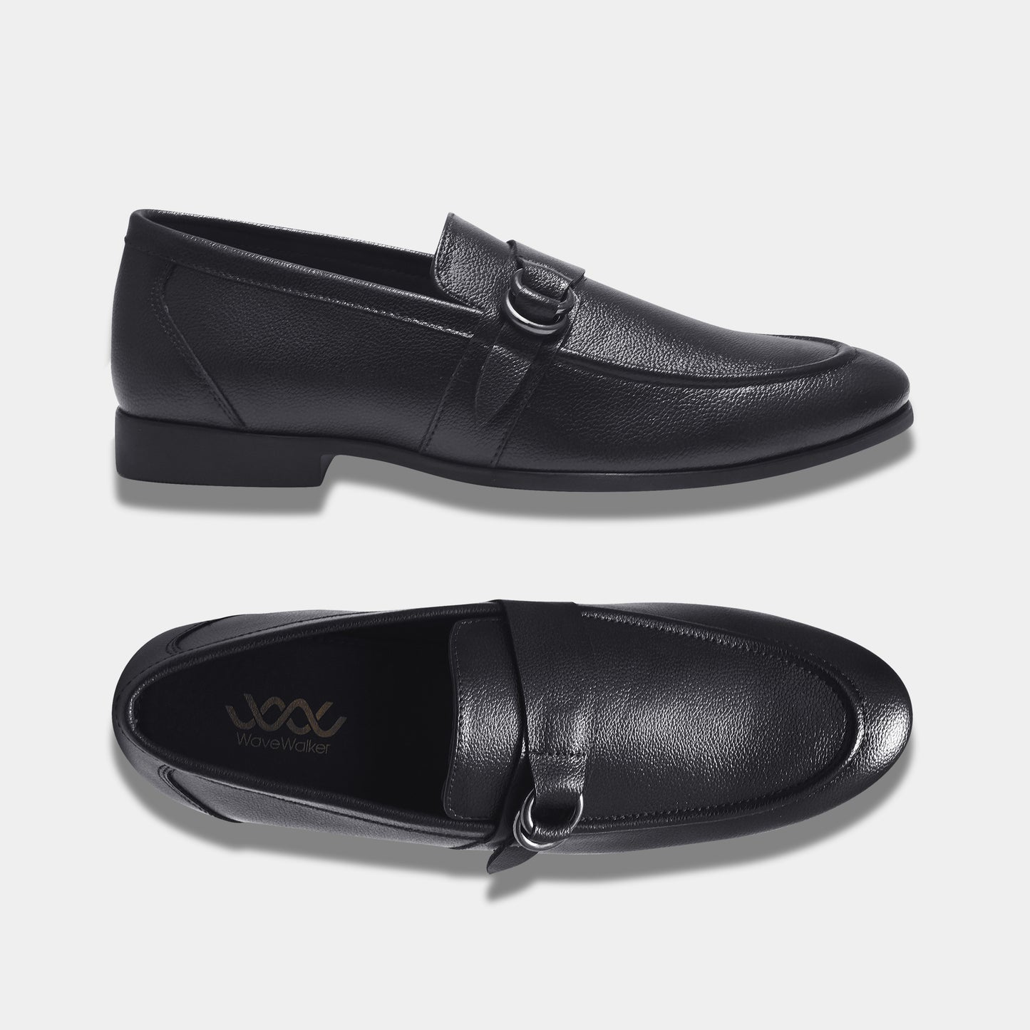 WAVEWALKER PUNCH Men Faux Leather Black Slip-On Loafers