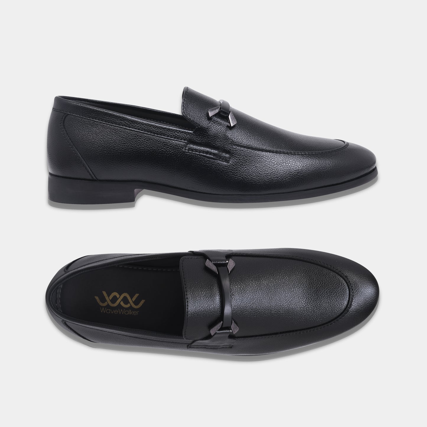 WAVEWALKER AMAZE Men Faux Leather Black Slip-On Loafers