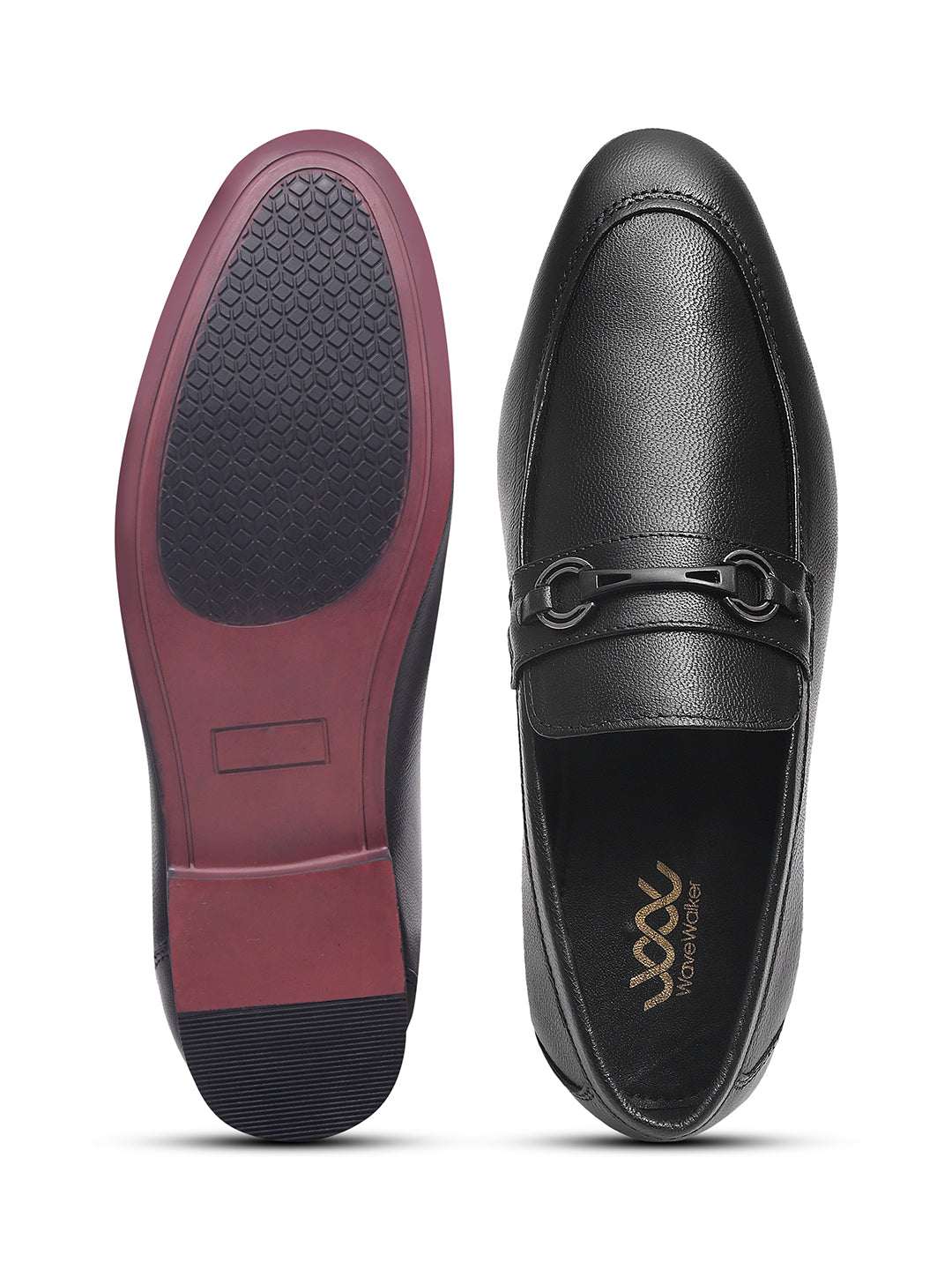 WAVEWALKER TINNY Men Black Leather Slip-On Loafers