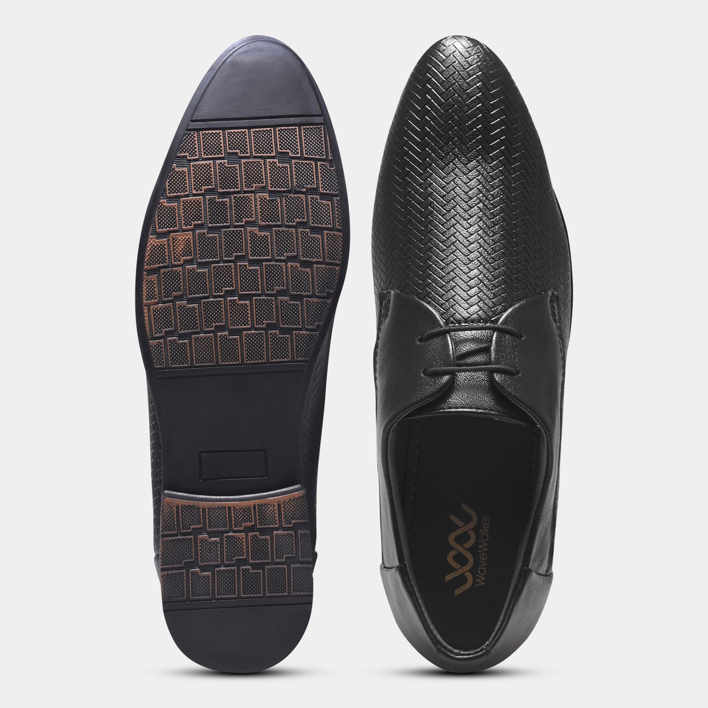 WAVEWALKER CREW Men Faux Leather Black Formal Lace-Ups Shoes