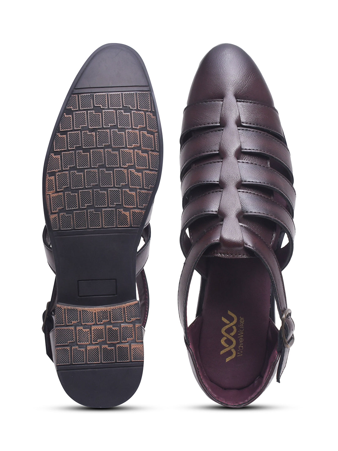 WAVEWALKER ROMAN Men Black Faux Leather Ethnic Sandal