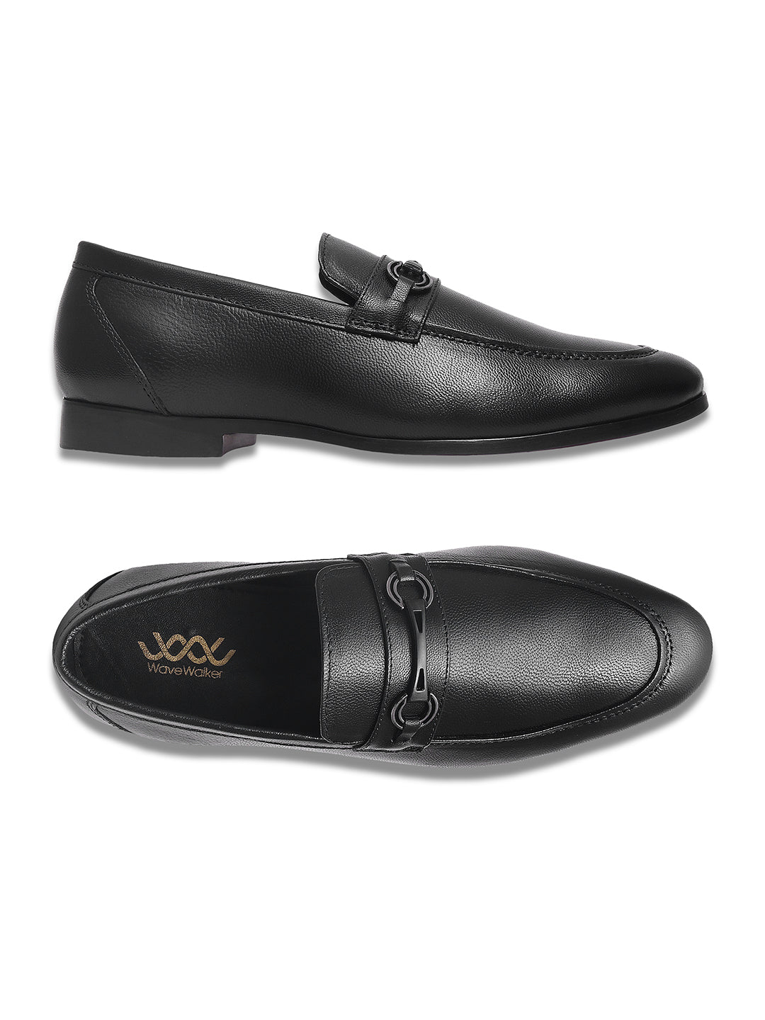 WAVEWALKER TINNY Men Black Leather Slip-On Loafers