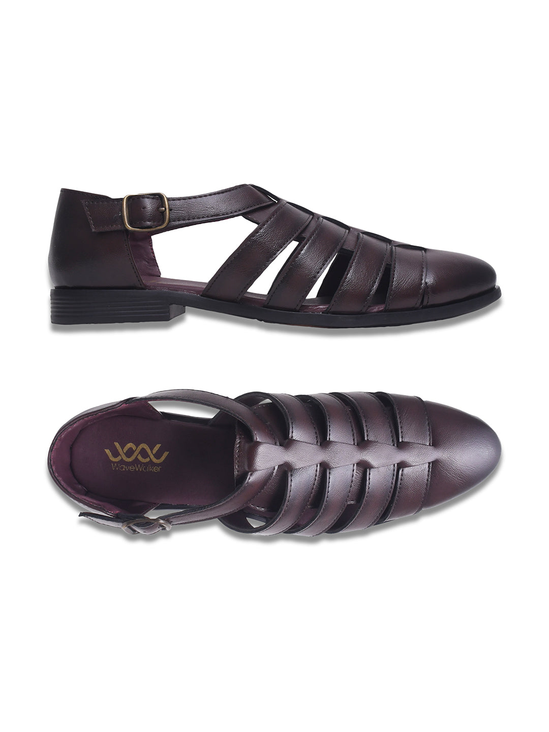 WAVEWALKER ROMAN Men Black Faux Leather Ethnic Sandal