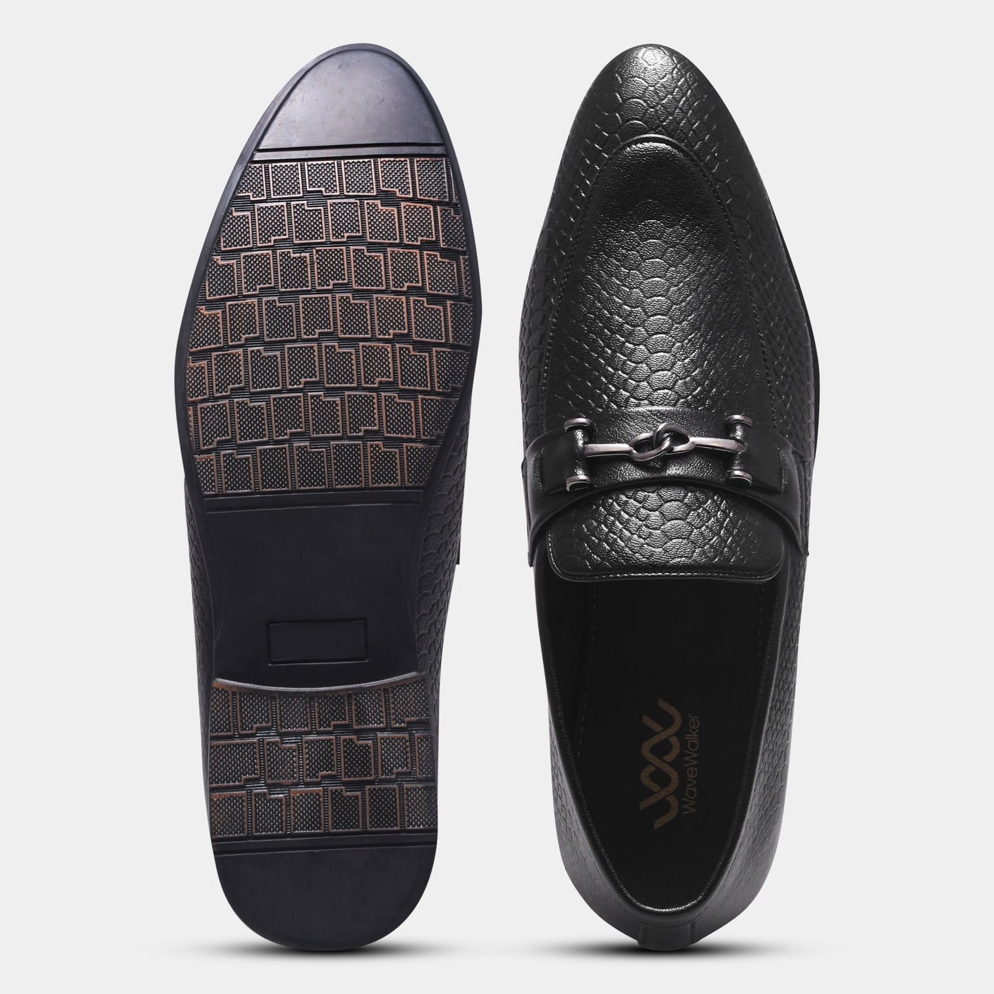 WAVEWALKER RELAX Men Faux Leather Black Slip-On Loafers