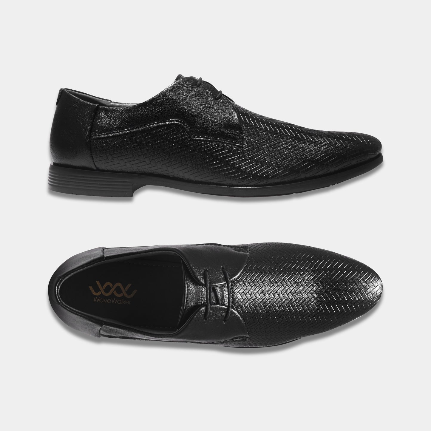 WAVEWALKER CREW Men Faux Leather Black Formal Lace-Ups Shoes