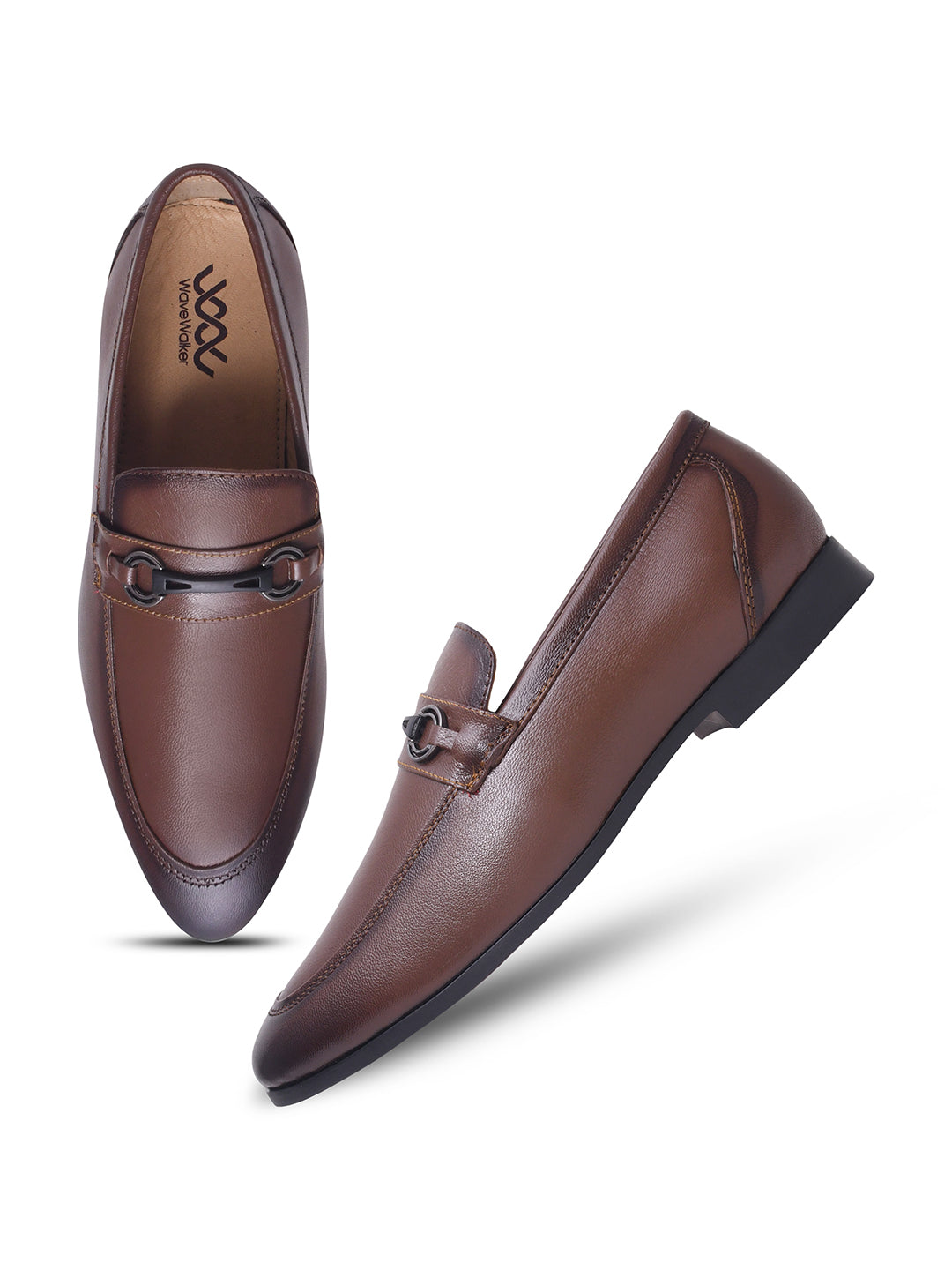 WAVEWALKER TINNY Men Black Leather Slip-On Loafers