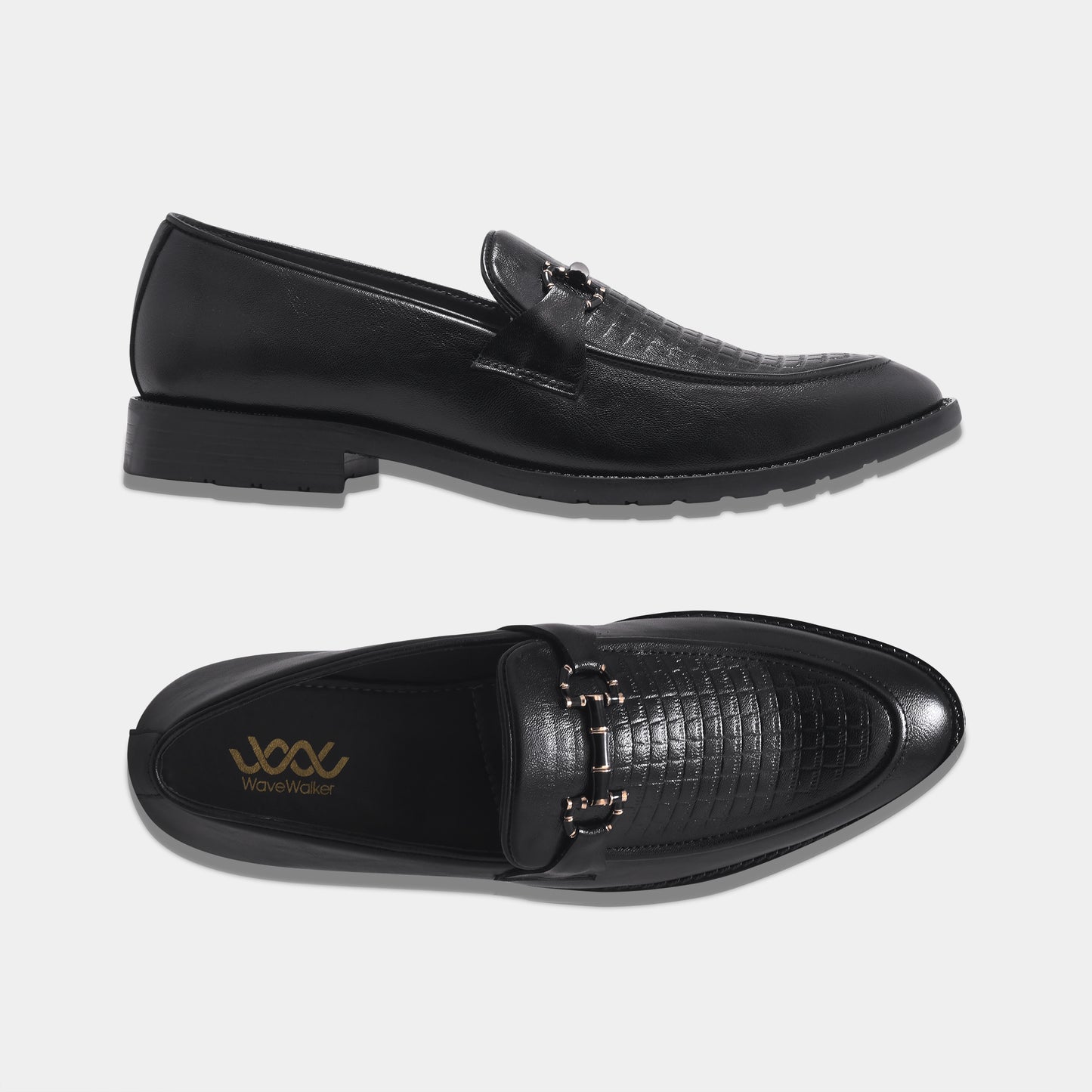 WAVEWALKER CROSS Men Faux Leather Black Slip-On Loafers