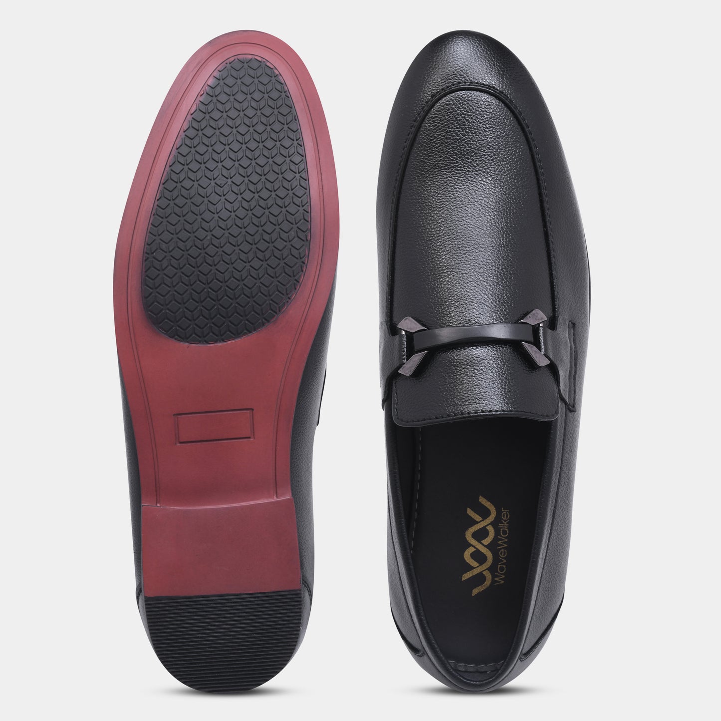 WAVEWALKER AMAZE Men Faux Leather Black Slip-On Loafers