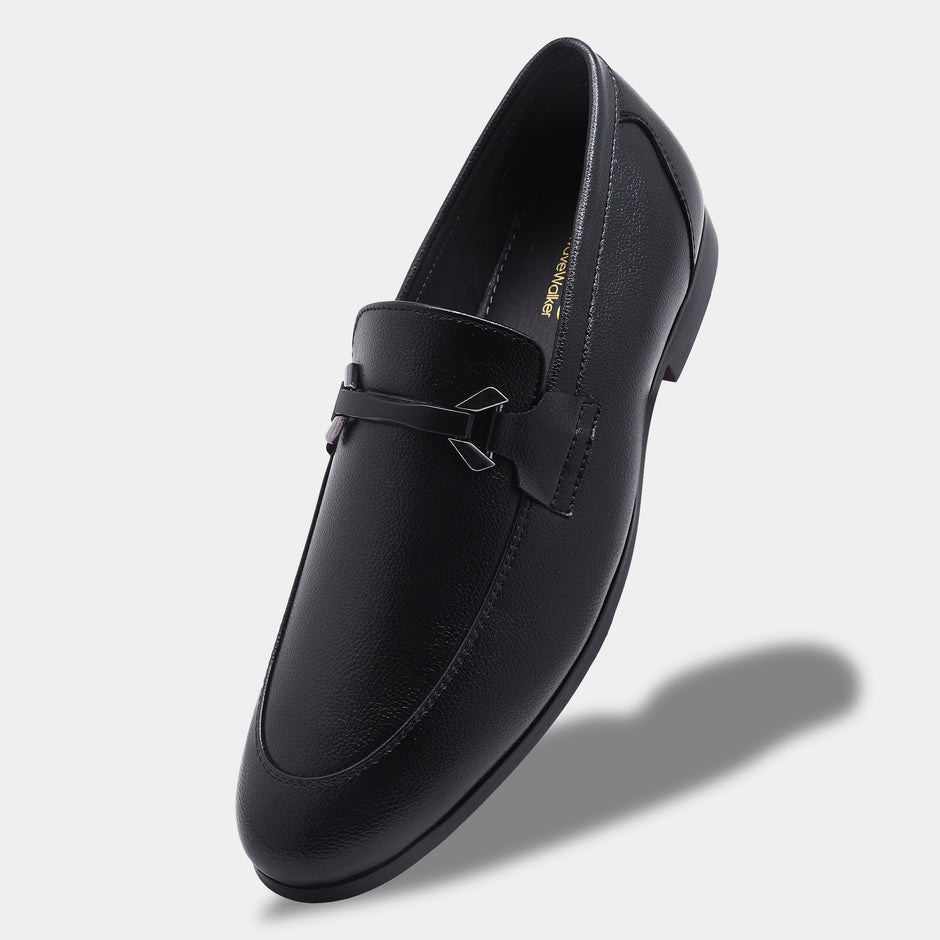 WAVEWALKER AMAZE Men Faux Leather Black Slip-On Loafers