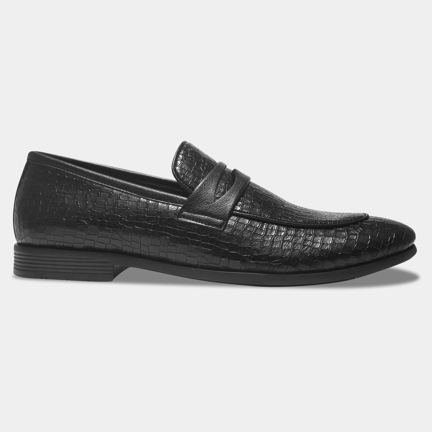 WAVEWALKER FLOW Men Faux Leather Black Slip-On Loafers