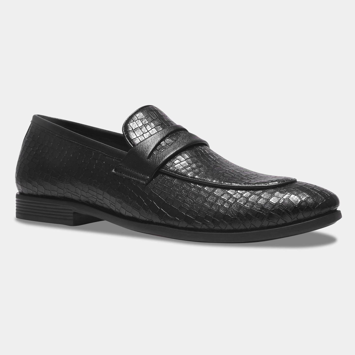 WAVEWALKER FLOW Men Faux Leather Black Slip-On Loafers