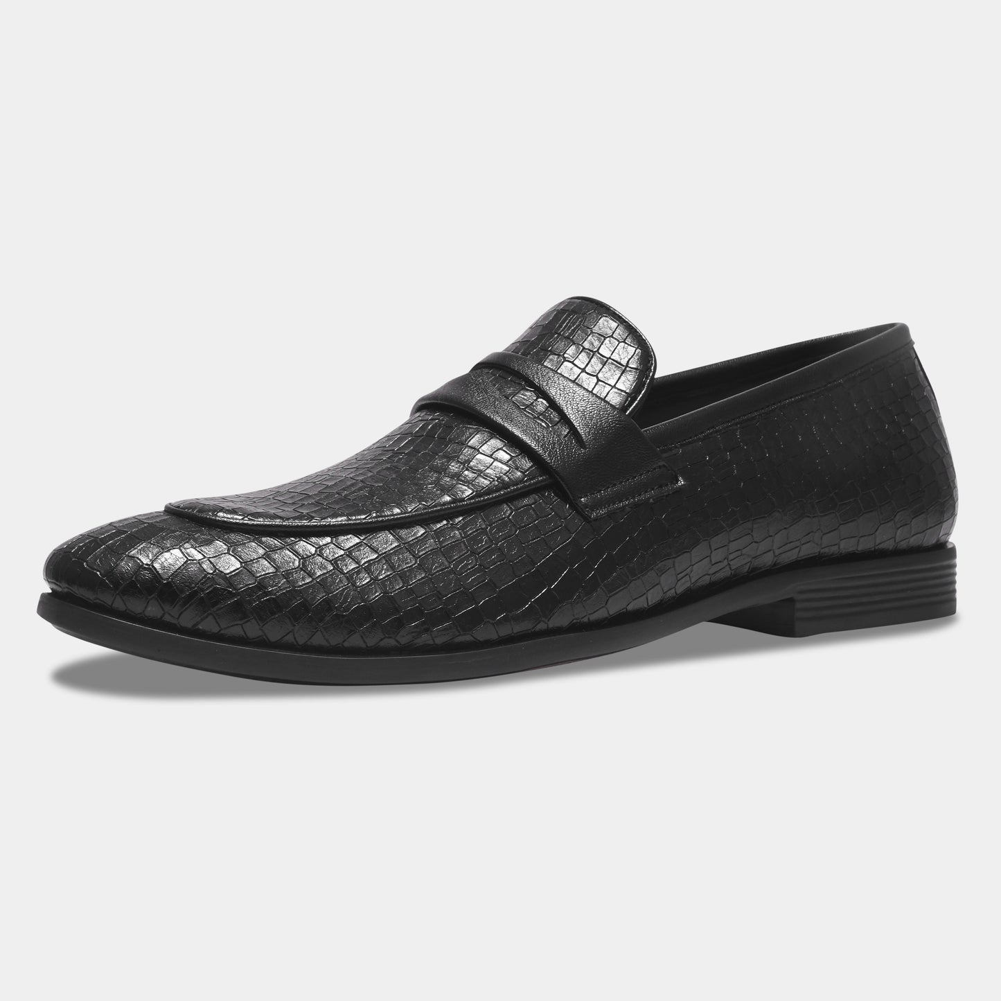 WAVEWALKER FLOW Men Faux Leather Black Slip-On Loafers