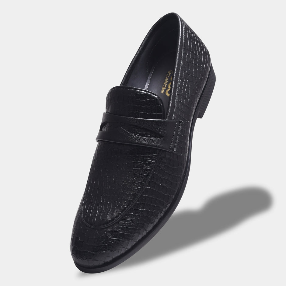 WAVEWALKER FLOW Men Faux Leather Black Slip-On Loafers