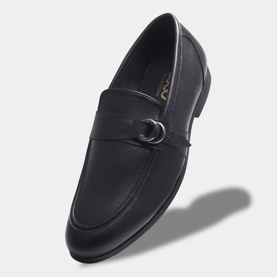WAVEWALKER PUNCH Men Faux Leather Black Slip-On Loafers