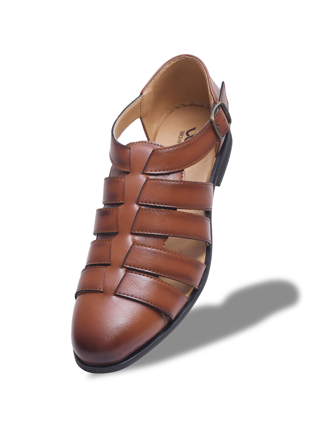 WAVEWALKER ROMAN Men Black Faux Leather Ethnic Sandal