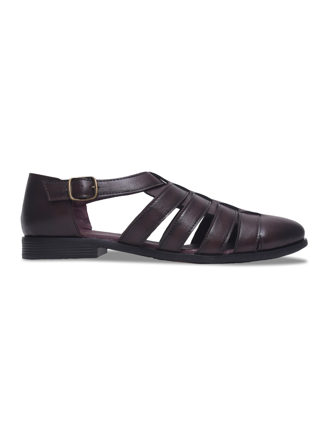WAVEWALKER ROMAN Men Black Faux Leather Ethnic Sandal