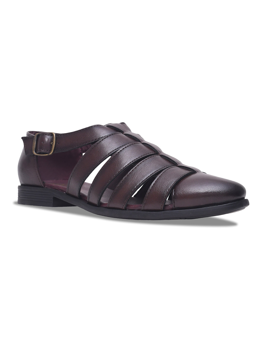 WAVEWALKER ROMAN Men Black Faux Leather Ethnic Sandal
