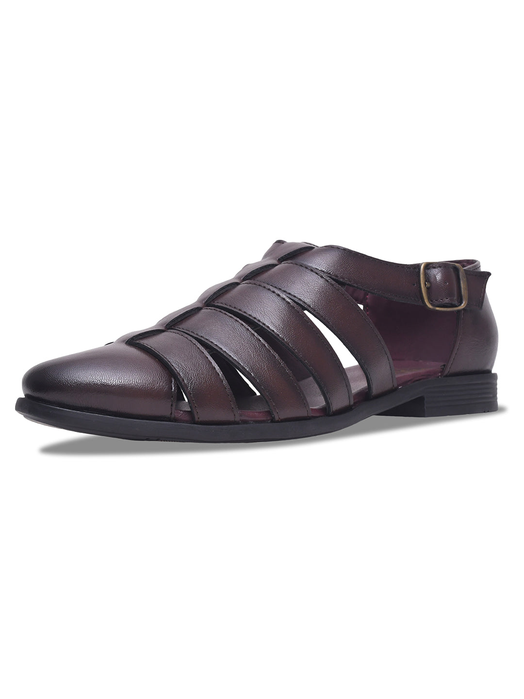WAVEWALKER ROMAN Men Black Faux Leather Ethnic Sandal