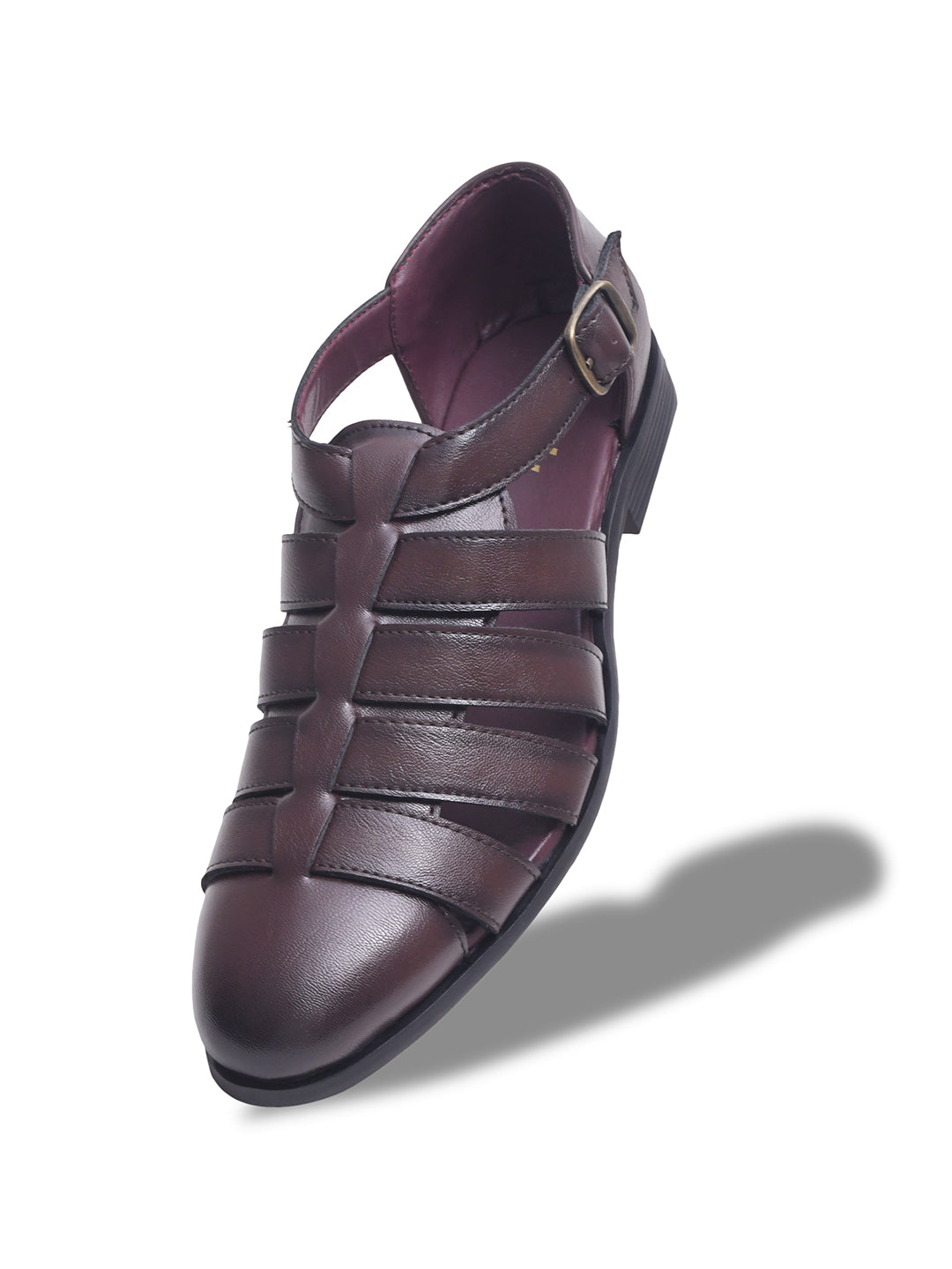 WAVEWALKER ROMAN Men Black Faux Leather Ethnic Sandal