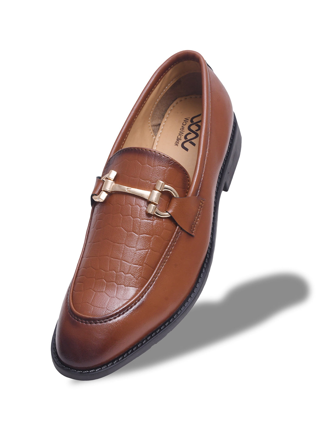 WAVEWALKER WOOD Men Black Faux Leather Slip-On Loafers