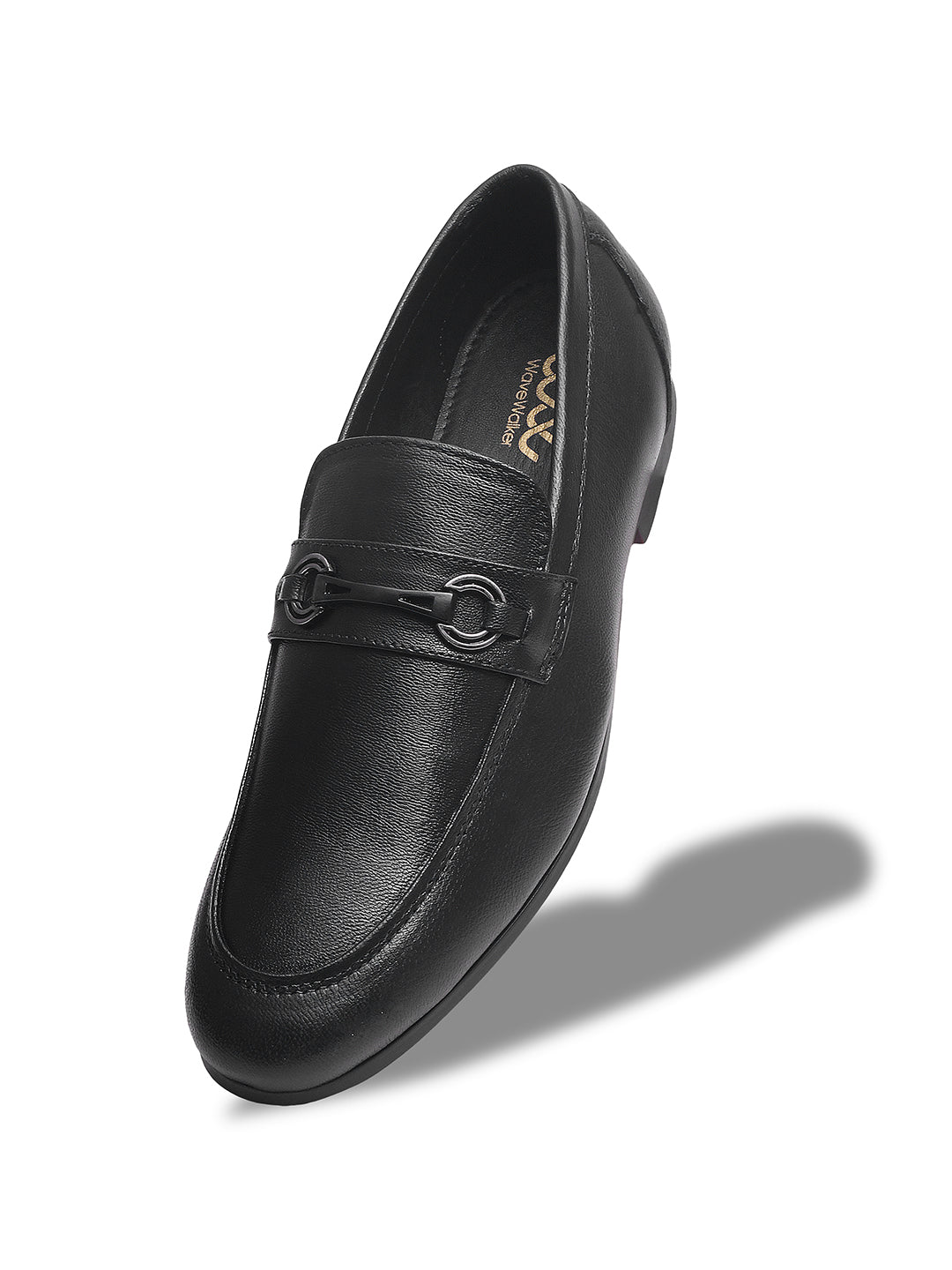 WAVEWALKER TINNY Men Black Leather Slip-On Loafers