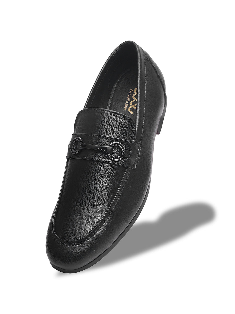 WAVEWALKER TINNY Men Black Leather Slip-On Loafers