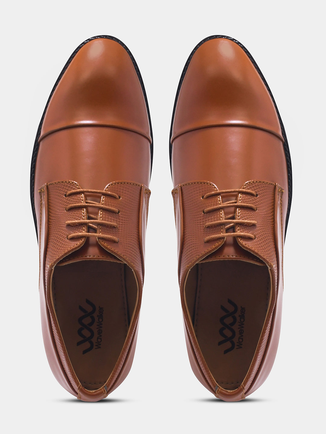 WAVEWALKER STYLE Men Faux Leather Black Oxford Lace-Ups Shoes