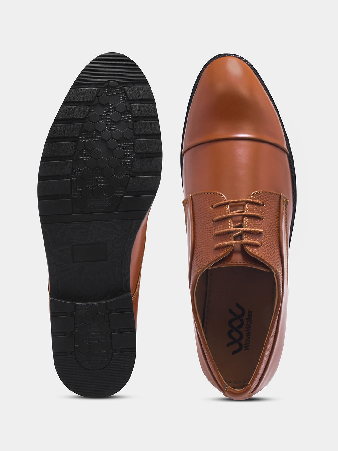 WAVEWALKER STYLE Men Faux Leather Black Oxford Lace-Ups Shoes