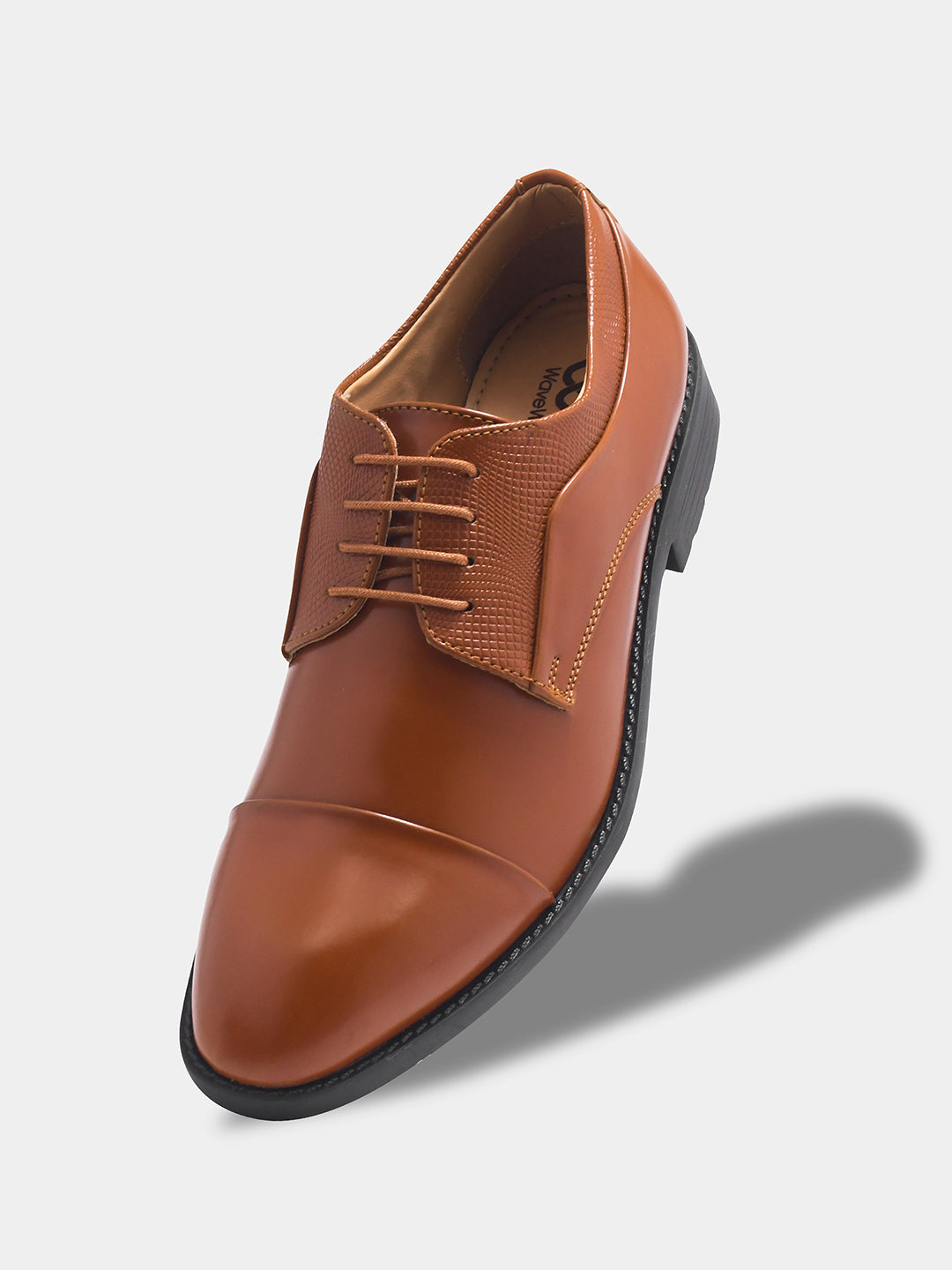 WAVEWALKER STYLE Men Faux Leather Black Oxford Lace-Ups Shoes