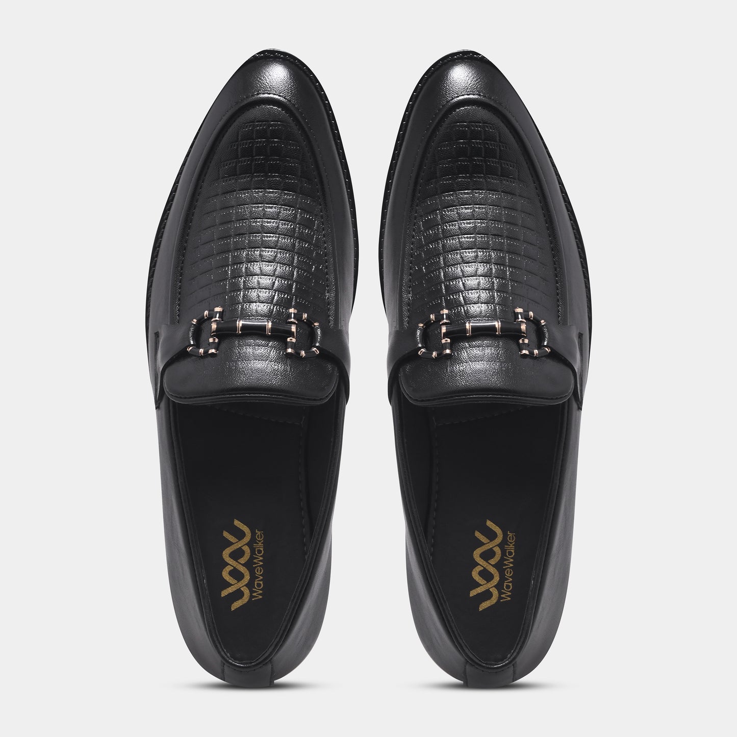 WAVEWALKER CROSS Men Faux Leather Black Slip-On Loafers