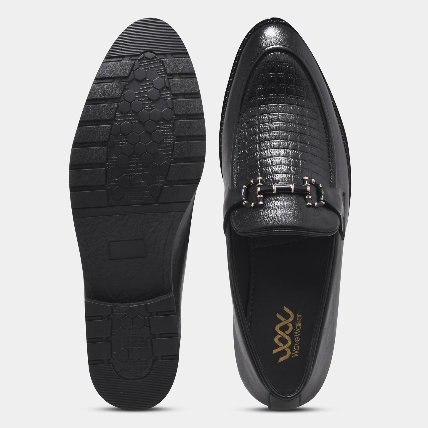 WAVEWALKER CROSS Men Faux Leather Black Slip-On Loafers