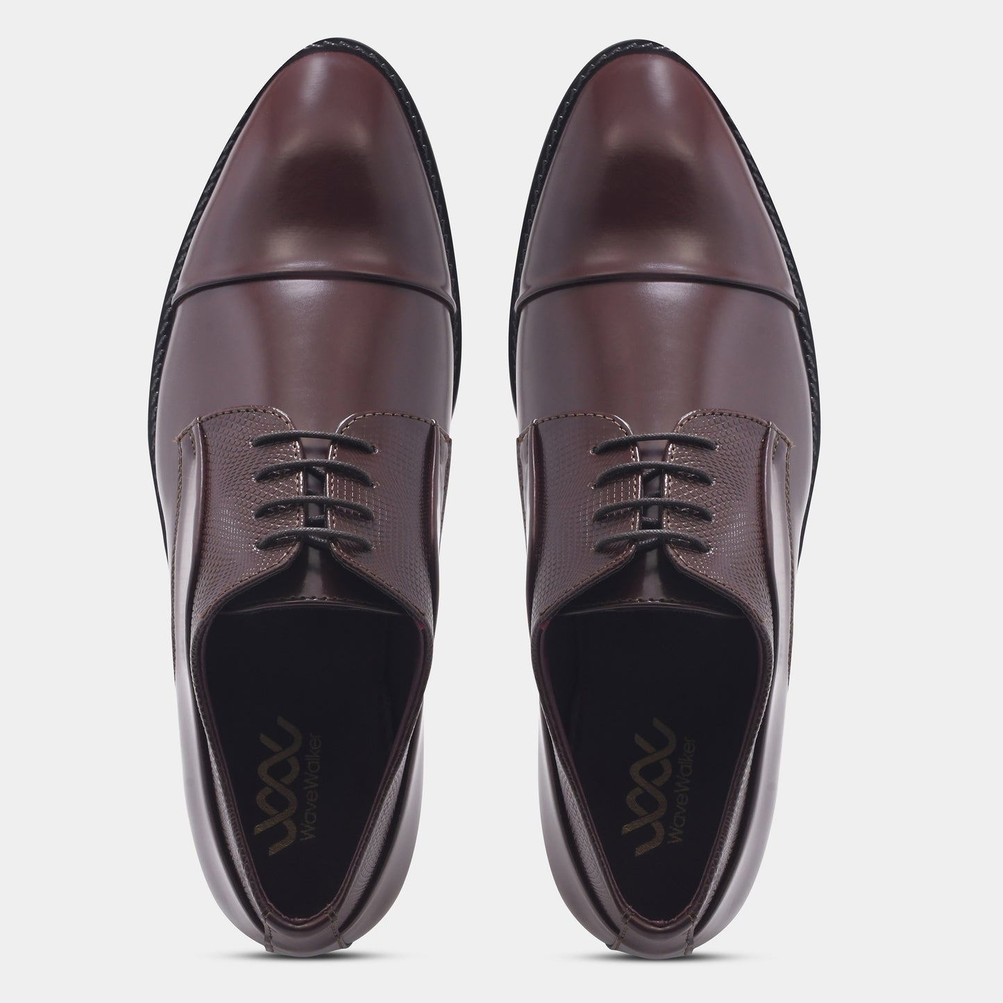 WAVEWALKER STYLE Men Faux Leather Black Oxford Lace-Ups Shoes