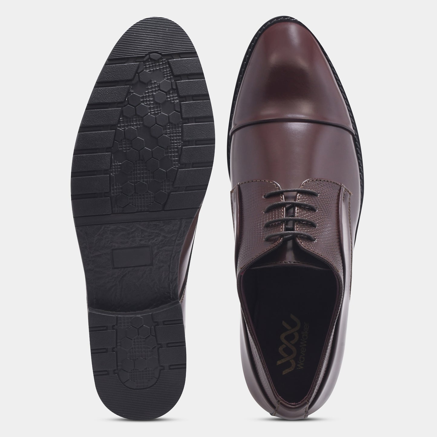 WAVEWALKER STYLE Men Faux Leather Black Oxford Lace-Ups Shoes