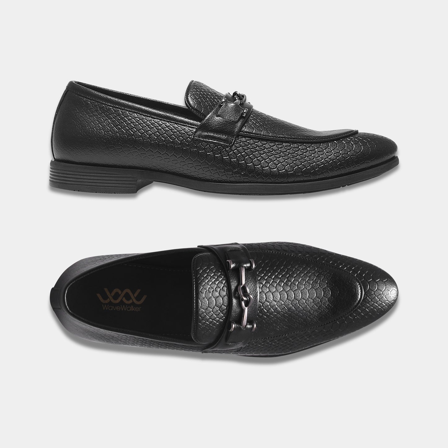 WAVEWALKER RELAX Men Faux Leather Black Slip-On Loafers