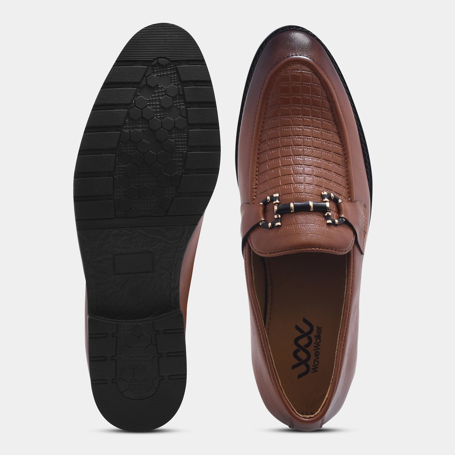 WAVEWALKER CROSS Men Faux Leather Black Slip-On Loafers