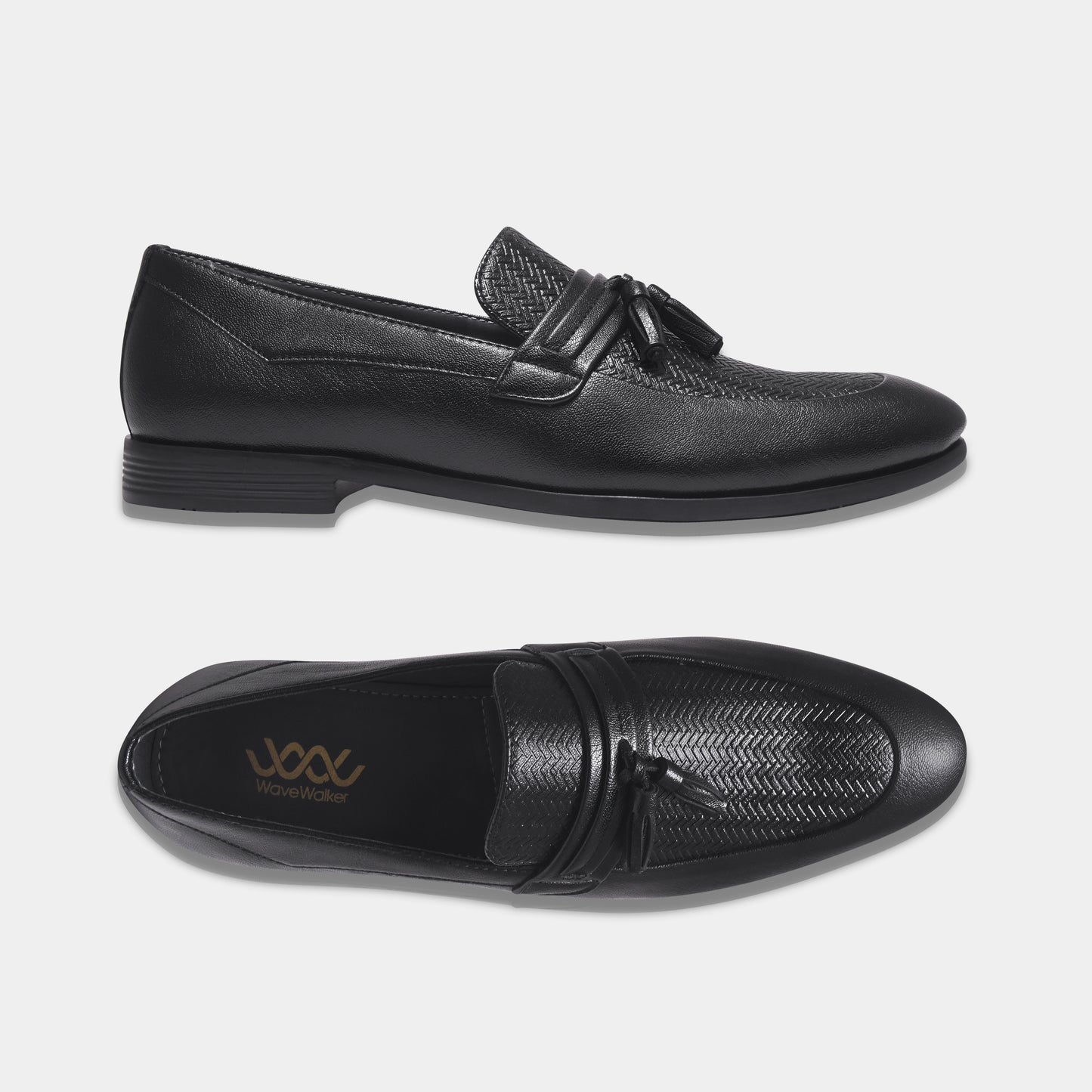 WAVEWALKER EASY Men Faux Leather Black Slip-On Loafers