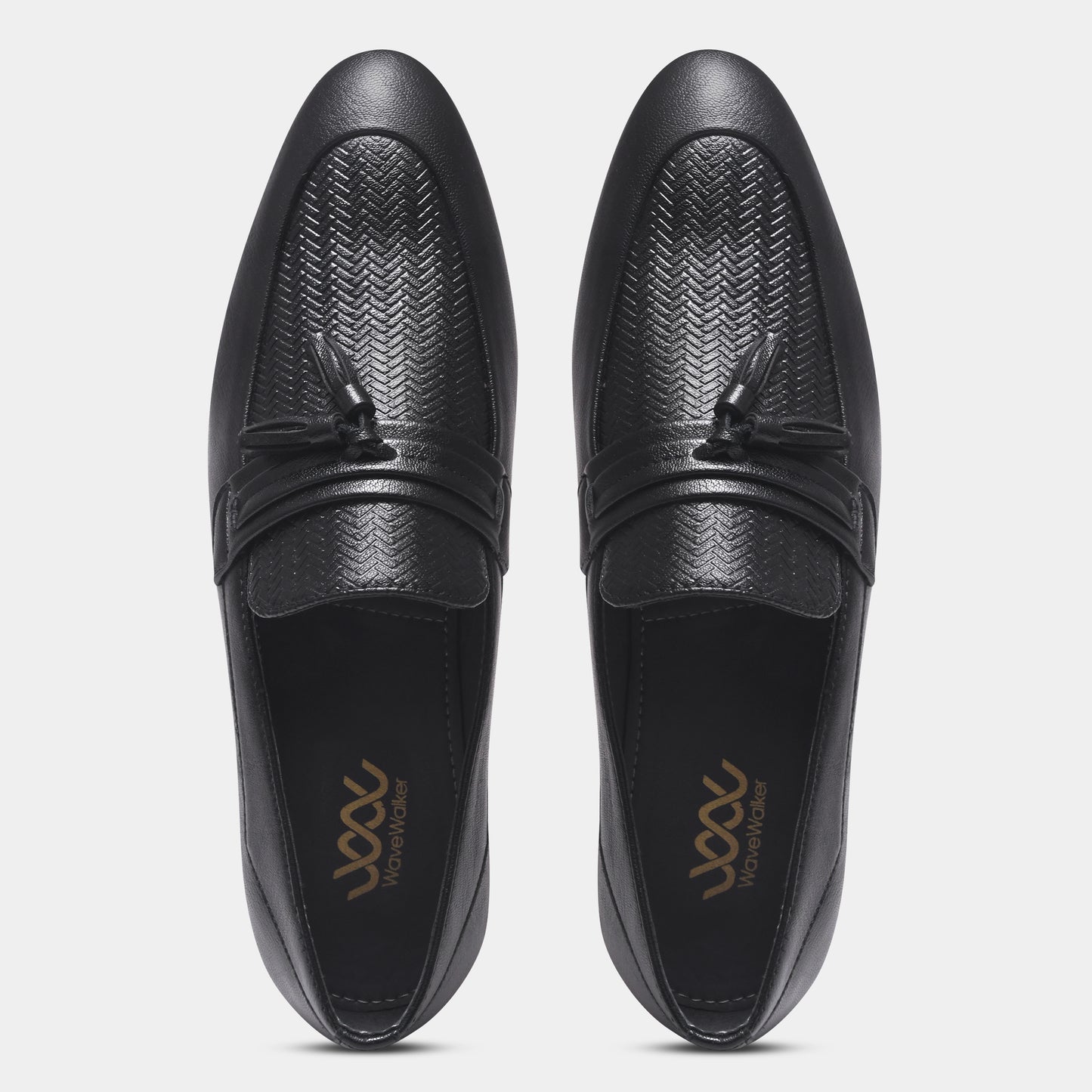 WAVEWALKER EASY Men Faux Leather Black Slip-On Loafers