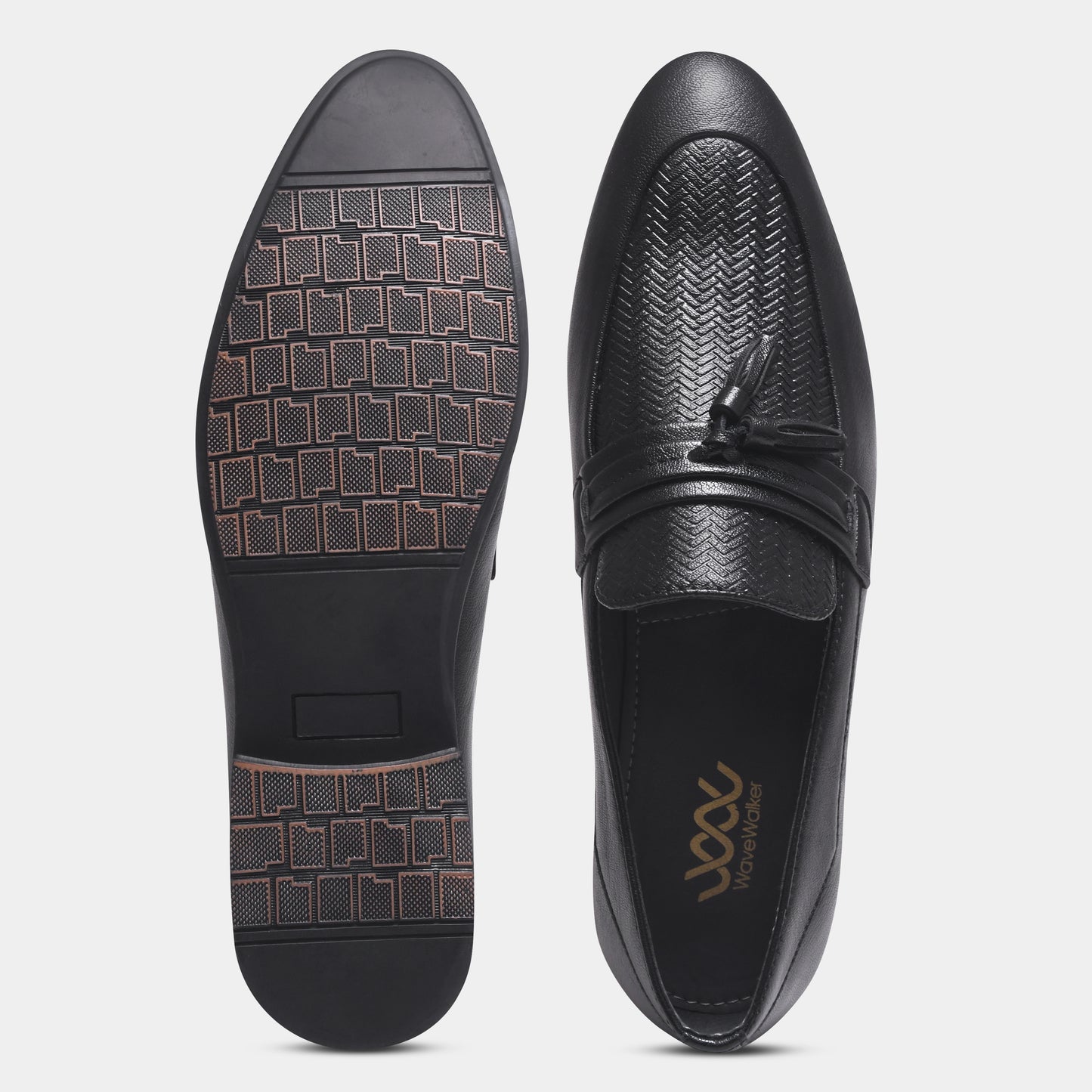 WAVEWALKER EASY Men Faux Leather Black Slip-On Loafers