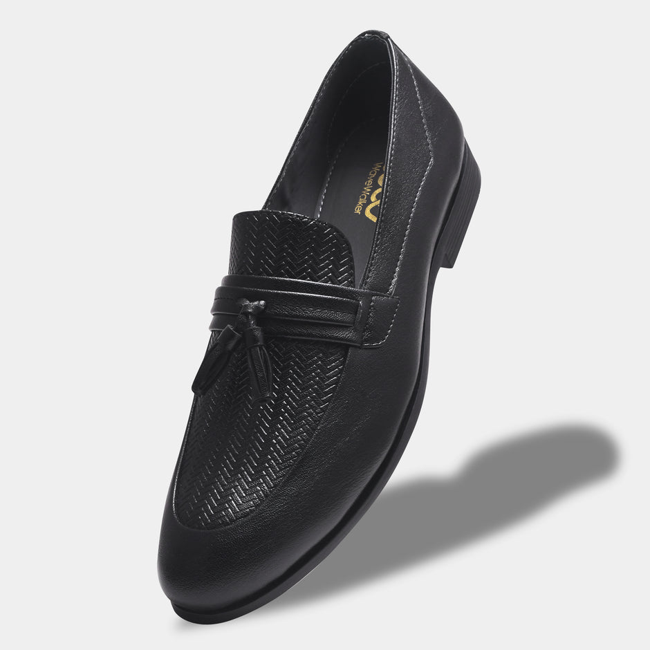 WAVEWALKER EASY Men Faux Leather Black Slip-On Loafers