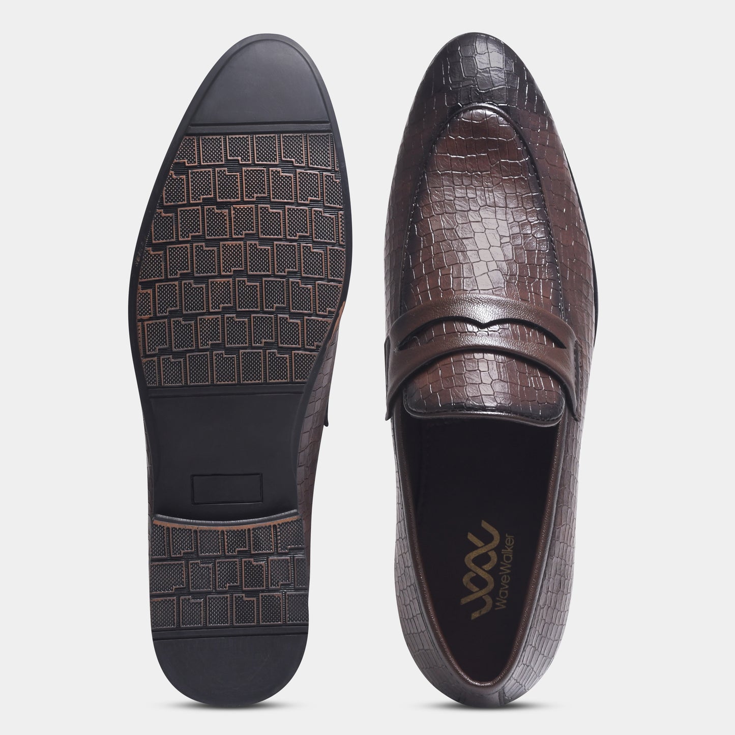 WAVEWALKER FLOW Men Faux Leather Black Slip-On Loafers