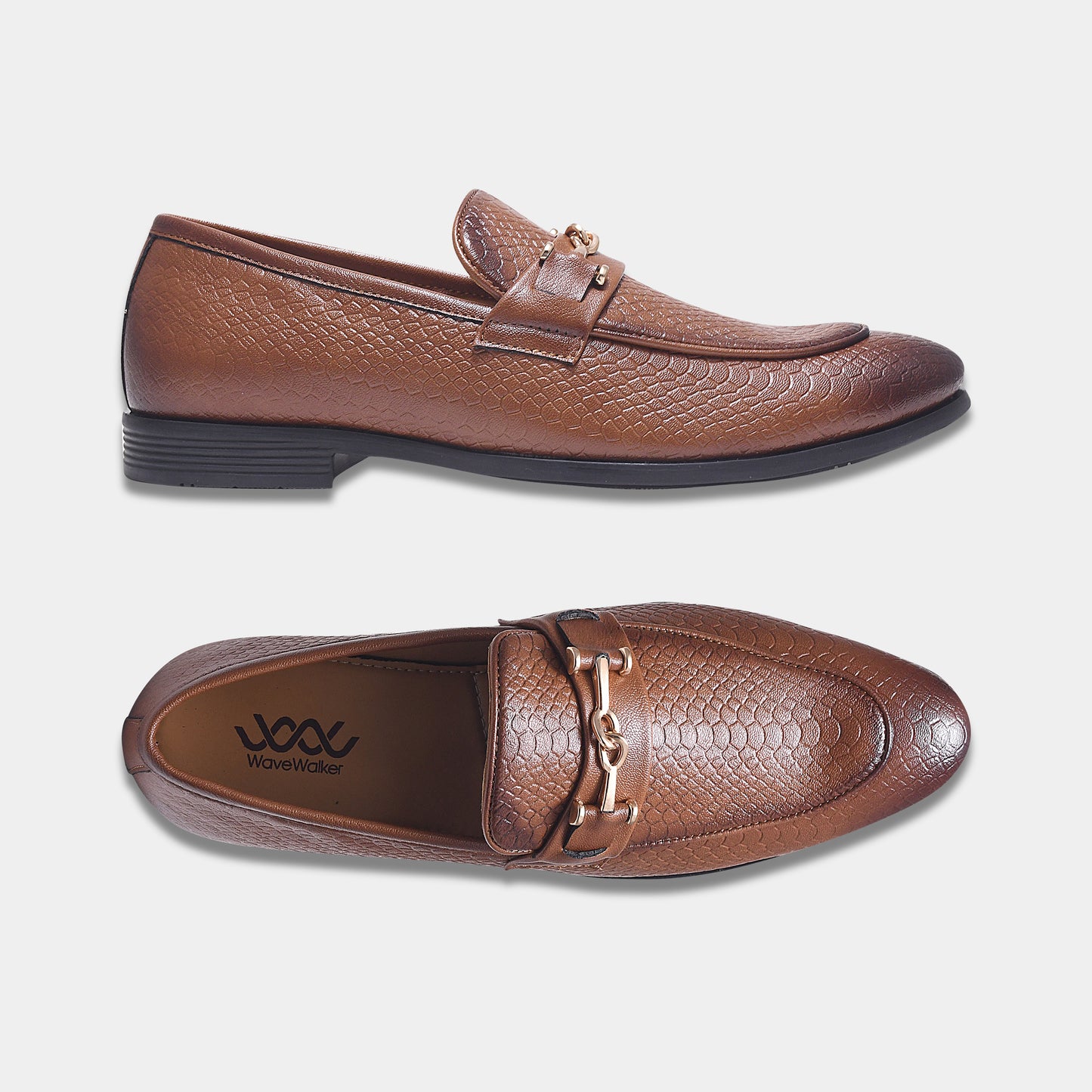 WAVEWALKER RELAX Men Faux Leather Black Slip-On Loafers