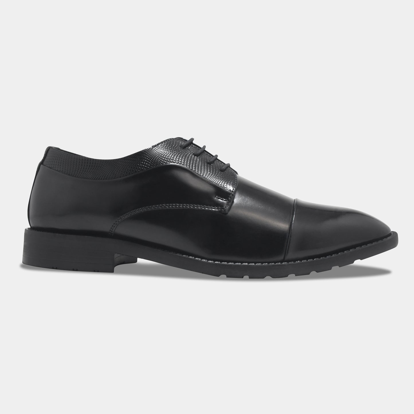 WAVEWALKER STYLE Men Faux Leather Black Oxford Lace-Ups Shoes