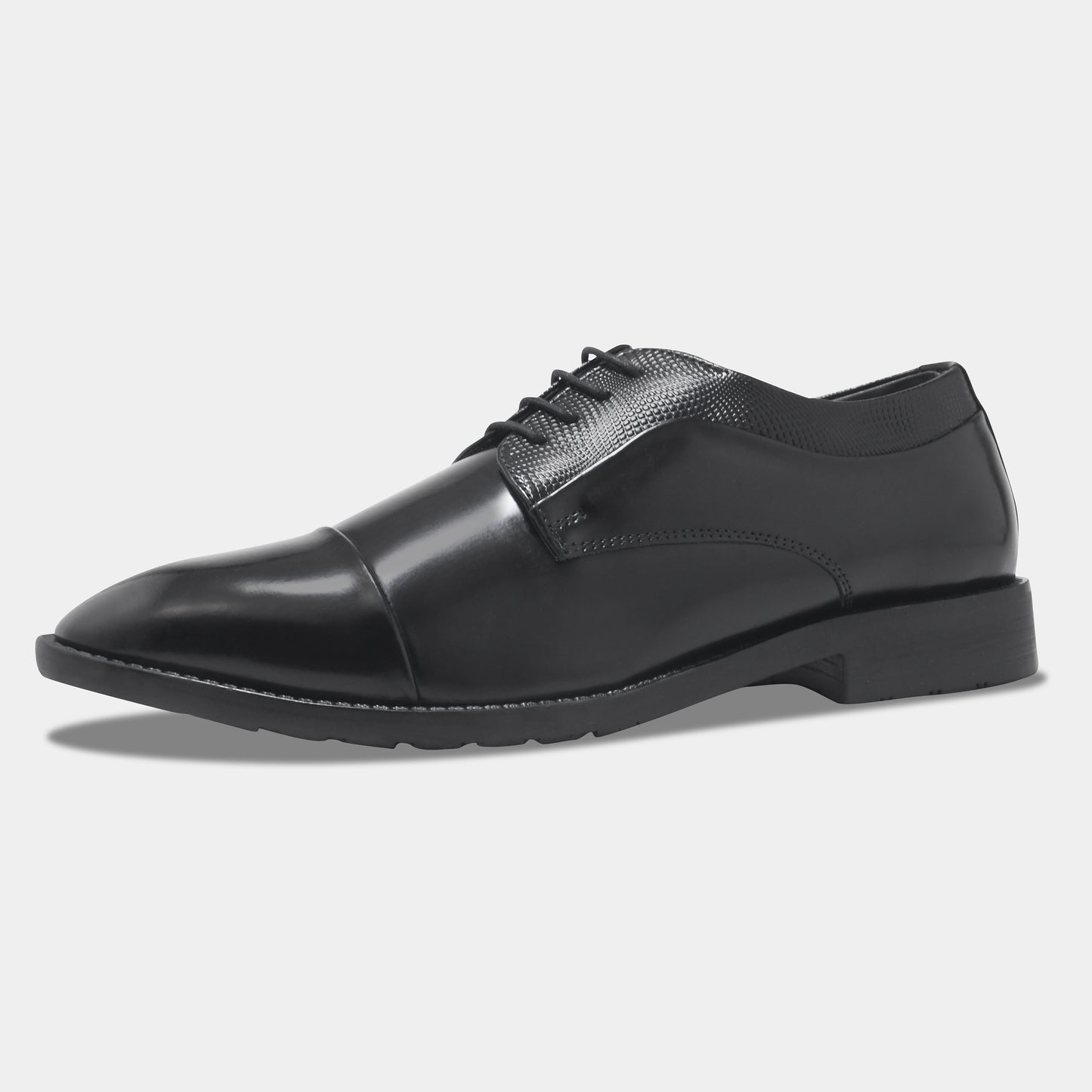 WAVEWALKER STYLE Men Faux Leather Black Oxford Lace-Ups Shoes