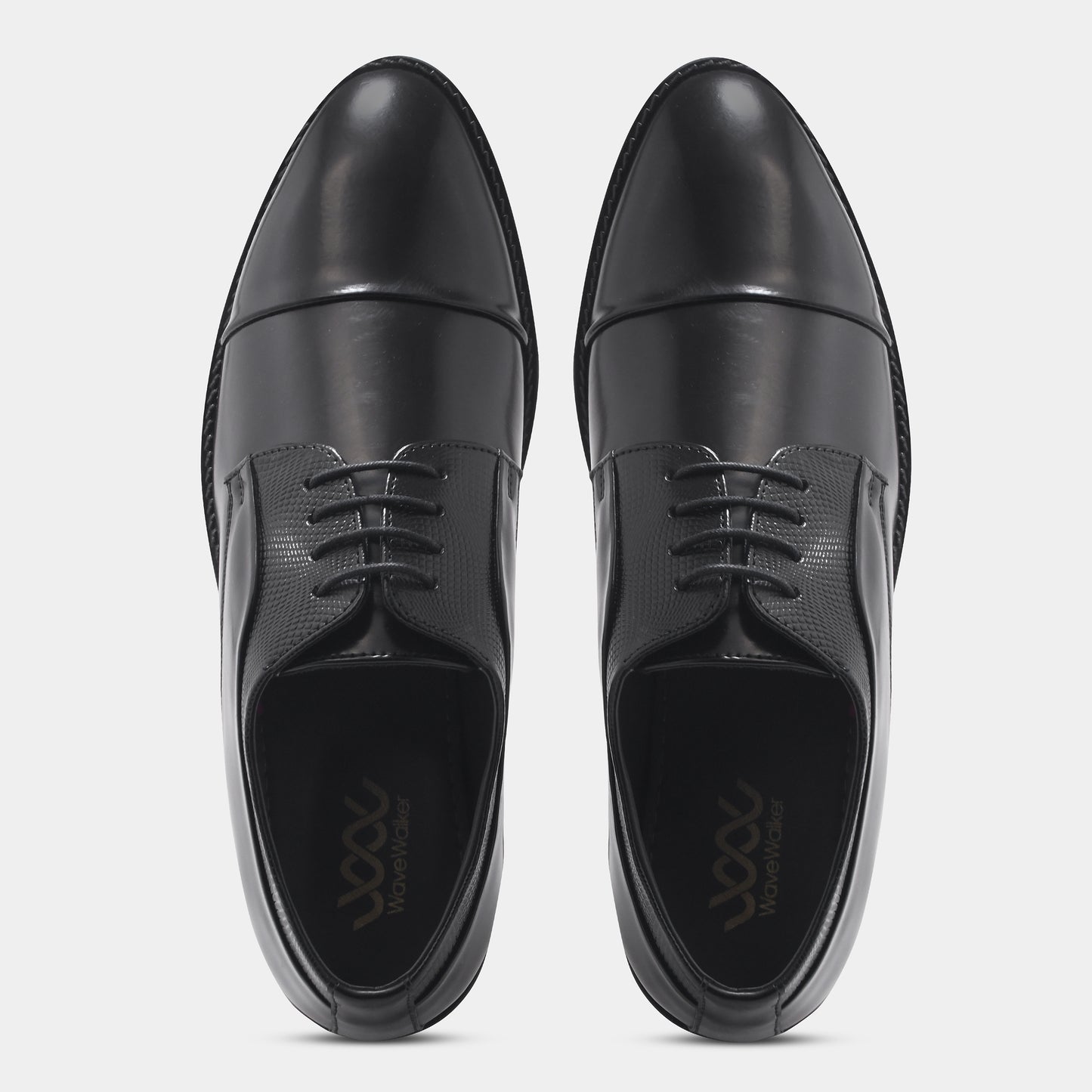 WAVEWALKER STYLE Men Faux Leather Black Oxford Lace-Ups Shoes