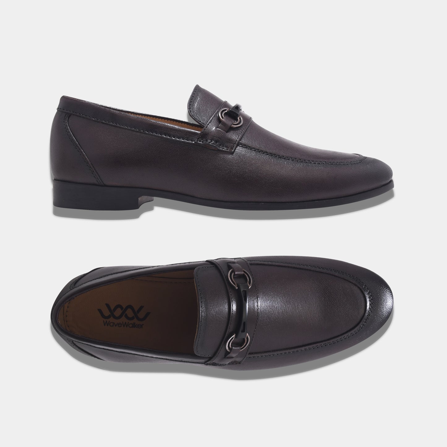 WAVEWALKER TINNY Men Black Leather Slip-On Loafers